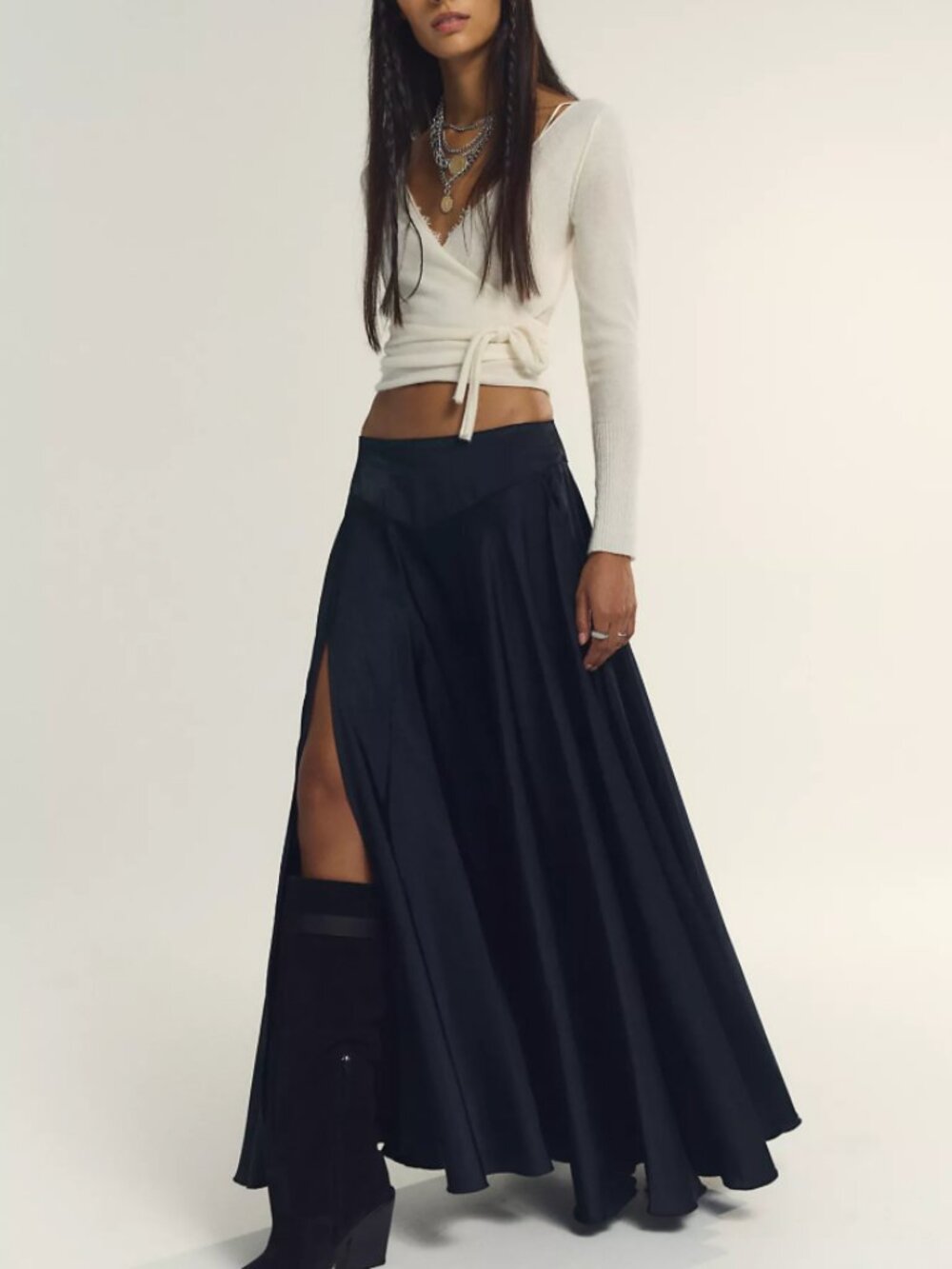 Chilco Mid-Rise Side Slit Maxi Skirt